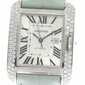 カルティエ CARTIER WT100018 タンクアングレーズ K18WG サイドダイヤ 自動巻き レディース 良品 _792412