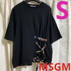 MSGM エムエスジイエム カットソー・Tシャツ・半袖・黒・リボン・レディース