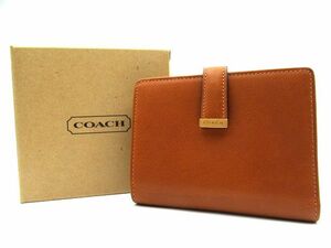 ♪COACH コーチ オールドコーチ 二つ折り財布 がま口 ブラウン キャメル 本革 ゴールド金具 長期保管 未使用品♪