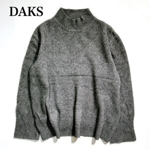 DAKS ダックス プルオーバー ニット セーター 42 LL グレー ロゴ プレート レディース C122424-86