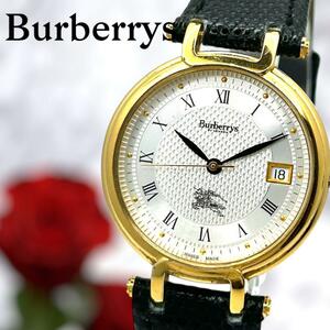 【新品電池】バーバリー BURBERRY デイト ゴールド クォーツ 腕時計 e566