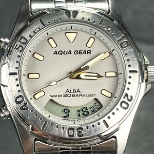 SEIKO ALBA セイコー アルバ AQUA GEAR アクアギア 腕時計 クオーツ アナログ デジタル グレー V051-6000 メンズ 新品電池交換済み