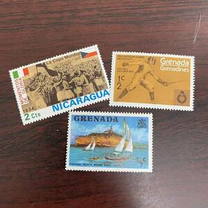 【TK0604】未使用 外国切手 バラ売り 3枚 ニカラグア イタリア メキシコ チェロスロバキア 消印なし 海 クルージング ヨット フェンシング