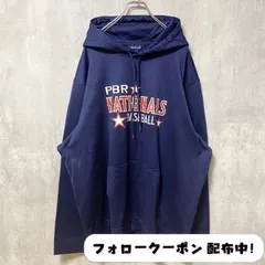 古着 used　Sport-Tek　PBR NATIONALS BASEBALL　長袖プリントパーカー　ネイビー　オーバーサイズ