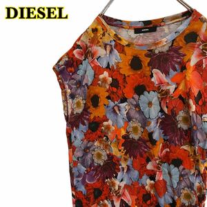 DIESEL ディーゼル　半袖Tシャツ　花柄　総柄　レーヨン　レディース　XSサイズ　【AY1496】