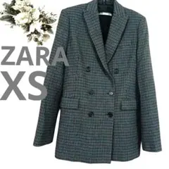 4519早い者勝 ZARA ザラ ブレザー ダブルプレスジャケット 格子 XS