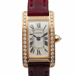 カルティエ タンクアメリカンミニ ブランドオフ CARTIER K18PG（ピンクゴールド） 腕時計 750PG/革 中古 レディース