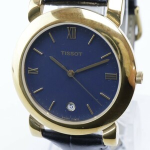 2409-532 ティソ クオーツ 腕時計 TISSOT F385 金色ケース 日付 ローマン文字盤 3針