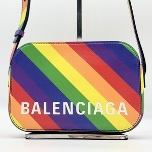 極美品☆BALENCIAGA バレンシアガヴィル カメラバッグXS レザー マルチカラーレディース ショルダーバッグ 肩掛け レインボー カラフル