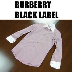 バーバリーブラックレーベルドレスシャツ/BURBERRY BLACK LABEL ギンガムチェック柄長袖シャツ/サイズ３８/三陽商会/レッド