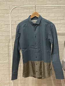 kolor 長袖シャツ 1サイズ 切替 コットン×シルク ブルー×ブラウン MADE IN JAPAN カラー 日本製