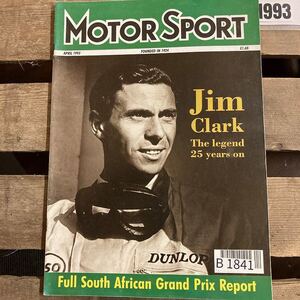 B1841　1993　「MOTOR SPORT」モータースポーツ 英国 　旧車雑誌　英国車 古本　雑誌 旧車　ビンテージ　自動車 クラシックカー