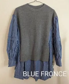 BLUE FRONCE ブルーフロンセ ニットドッキングブラウス ストライプ