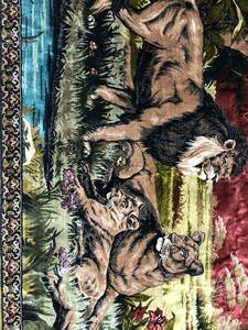 ペルシャ絨毯 ライオン　タペストリー サバンナ ボタニカル コルクウール ラグ 全長 176cm 118cm インテリア 絨毯 敷物