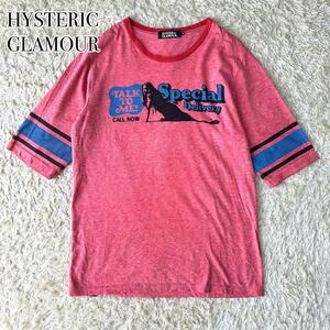 HYSTERIC GLAMOUR リンガー ヒスガール tシャツ 5分袖 赤 レッド ヒステリックグラマー NYC ニューヨークシティー M