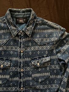 【傑作】極美品 RRL BANDANA CALICO WESTERN SHIRT ダブルアールエル 総柄 キャリコ インディゴ シャツ XS