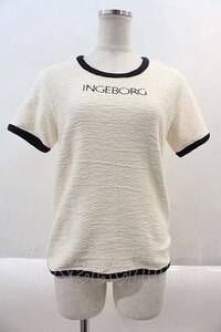 INGEBORG / パイピングロゴTシャツ オフ×ブラック I-24-08-30-089-LO-TS-HD-ZT416