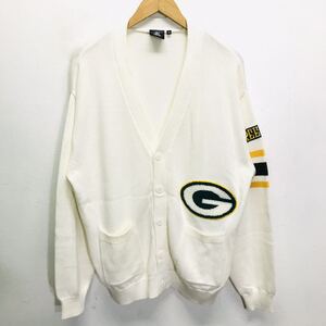 春コーデの主役に！【NFL】エヌエフエル カーディガン アメフト アメカジ ニット セーター PACKERS パッカーズ ホワイト メンズ M /Y6772ii