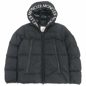 美品 MONCLER モンクレール 19-20AW MONTCLA ロゴワッペン ロゴ刺繍 WZIP フーデッド ダウンジャケット ブラック 1 ブルガリア製 正規品