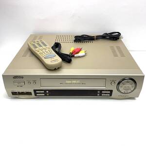 【美品】 Victor ビクター HR-S100 S-VHS ビデオカセットレコーダー レトロ機器 ビデオデッキ ブロンズ 3色ケーブル