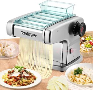 電動パスタマシン 製麺機 自動パスタメーカー 2.5mm/4mmカッター 9段階厚さ調整 135w ステンレス そば/餃子/うどん/生パスタなど 家庭用 業