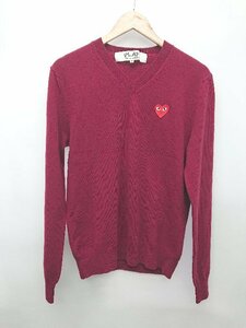 ◇ COMME des GARCONS コムデギャルソン AZ-N002 ハートワッペン 長袖 ニット セーター サイズM レッド レディース P