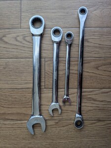 KABOツール 120枚ギアレンチ コンビネーションFlat Ratcheting wrenches17mm,12mm,8mm 、ロングメガネギアレンチ8mm×9mm