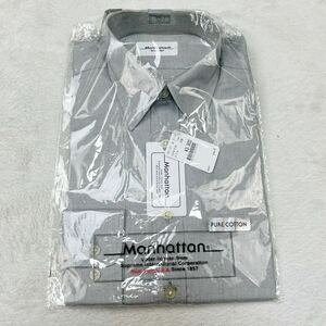 【新品 未使用 タグ付】Manhattan マンハッタン カッターシャツ ワイシャツ 長袖シャツ 紳士 ビジネス ポリコットン Sサイズ裄78cm