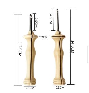 4mm 5mmセット刺繍パンチ針編みツール　木製パンチ針カーペットフックツール