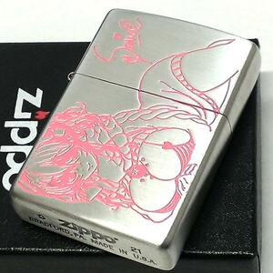 ZIPPO ライター すーぱーそに子 シルバー ジッポ 可愛い ピンク 両面加工 彫刻 銀 色差し かわいい キャラクター アニメ