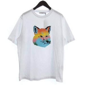 未使用品 メゾンキツネ MAISON KITSUNE タグ付き VIBRANT FOXHEAD Tシャツ カットソー 半袖 プリント コットン 白 ホワイト S メンズ