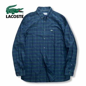 送料無料 定番チェック LACOSTE ラコステ SLIM FIT長袖 シャツ 39 Mスリムフィット