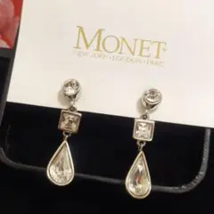 MONET　モネ　シルバー　イヤリング　ロング　長い　細い　ヴィンテージ