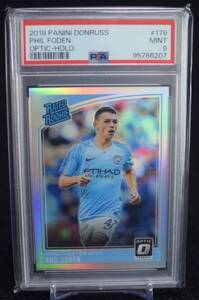 2018 Panini Donruss Rated Rookie Optic Holo Phil Foden サッカー カード PSA 9