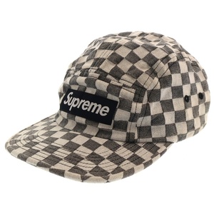 SUPREME シュプリーム 18SS Checker Board Camp Cap チェッカーボード フロントロゴ キャンプキャップ 帽子 グレー