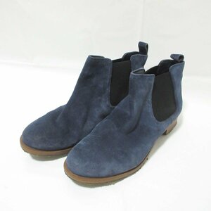 美品 COLLECTION BY CLARKS クラークス スウェード ショート サイドゴアブーツ UK5 23.5cm ネイビー 093 ◆