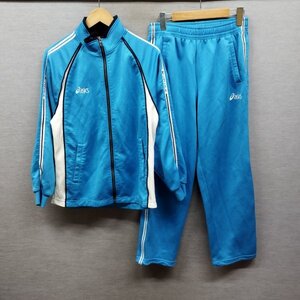 A727 Asics アシックス ジャージ セットアップ 上下 トラック ジャケット パンツ スポーツ トレーニング ウェア ライン ライトブルー M