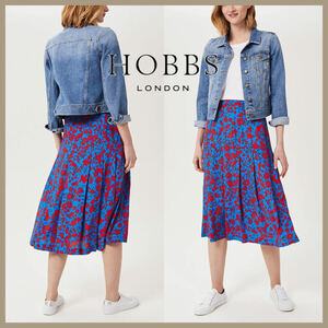 美品■Hobbs London/ホッブス■大きいサイズXL■キャサリン妃愛用ブラウン度 DIANE フローラル ミディ スカート■定価2.5万