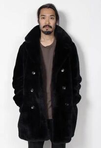 ワコマリア ダブルブレスト ファー コート WACKO MARIA FUR DOUBLE BREASTED COAT BLACK ギャング マフィア ジャケット フリース ルード