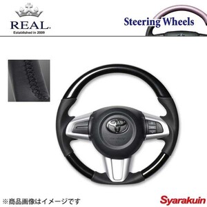 REAL レアル ステアリング SUBARU/スバル ジャスティ 900系 オリジナルシリーズ ガングリップ パールブラック ブラック ユーロステッチ