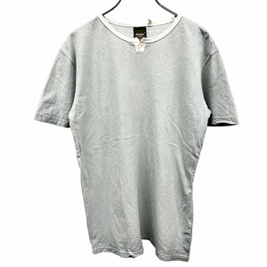 ファッティ― Phatee Wear Tシャツ ヘンリーネック 無地 半袖 ショートスリーブ 丸首 カットソー 綿100% S ヘザーブルー 杢青 メンズ