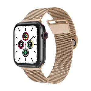 送料無料　ゴールド 42/44/45/49mm/Ultra Apple Watch用 バンド ステンレス製 長さ調節 強力な磁気クラスプ付き