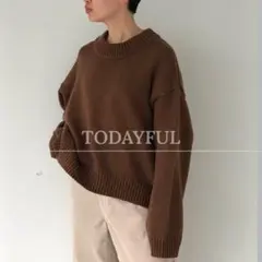 TODAYFUL｜クルーネックニット(BRN