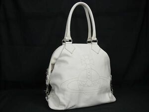 1円 ■美品■ Vivienne Westwood ヴィヴィアンウエストウッド オーブ レザー トートバッグ ショルダーバッグ オフホワイト系 FB6210