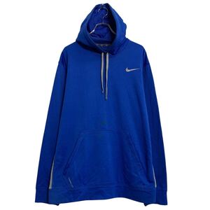 NIKE ロゴスウェット パーカー XL ブルー シルバー ナイキ プルオーバー ビッグサイズ カンガルーポケット 古着卸 アメリカ仕入 a701-5941