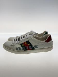 GUCCI◆ローカットスニーカー/US8/WHT/レザー/履きジワ有/中敷き汚れ有