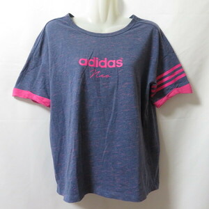 古着 レディースL adidas neo/アディダスネオ Tシャツ 半袖 スポーツMIX カジュアル グレー/ピンク AP4757