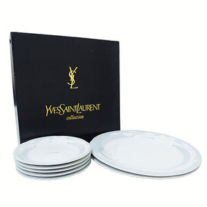 １円〜 イヴ・サンローラン YVES SAINT LAURENT 食器 レディース メンズ ブランド 陶器 プレートセット グレー パーティー (v0086173000)