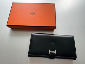 【HERMES】　エルメス　長財布　ベアン　ボックスカーフ　黒色　新品