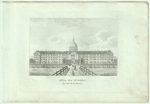 1818年 パリで最も美しい宮殿60景 銅版画 アンヴァリッド 川側 Hotel des Invalides